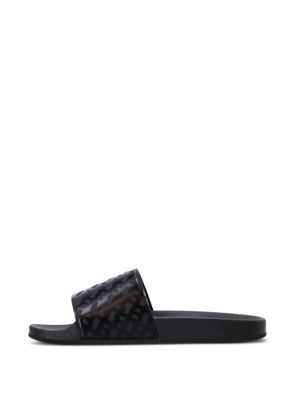 Shop Hugo Boss Monogram-print Moulded-footbed Slides In Black