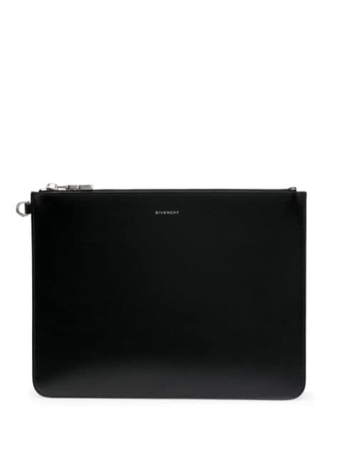 Givenchy logo-print zip-up leather clutch bag