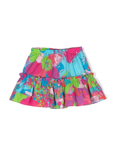 Versace Kids abstract-print ruffled skirt