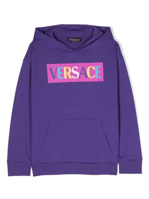 Versace Kids logo-print cotton hoodie