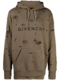 Givenchy logo-print distressed-effect hoodie - Brown