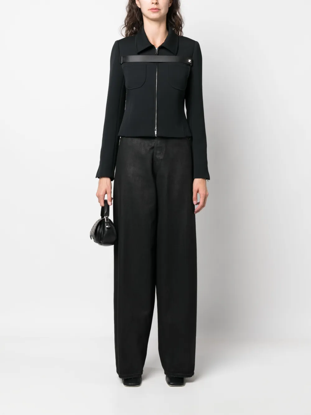 Haikure wide-leg high-rise trousers - Zwart