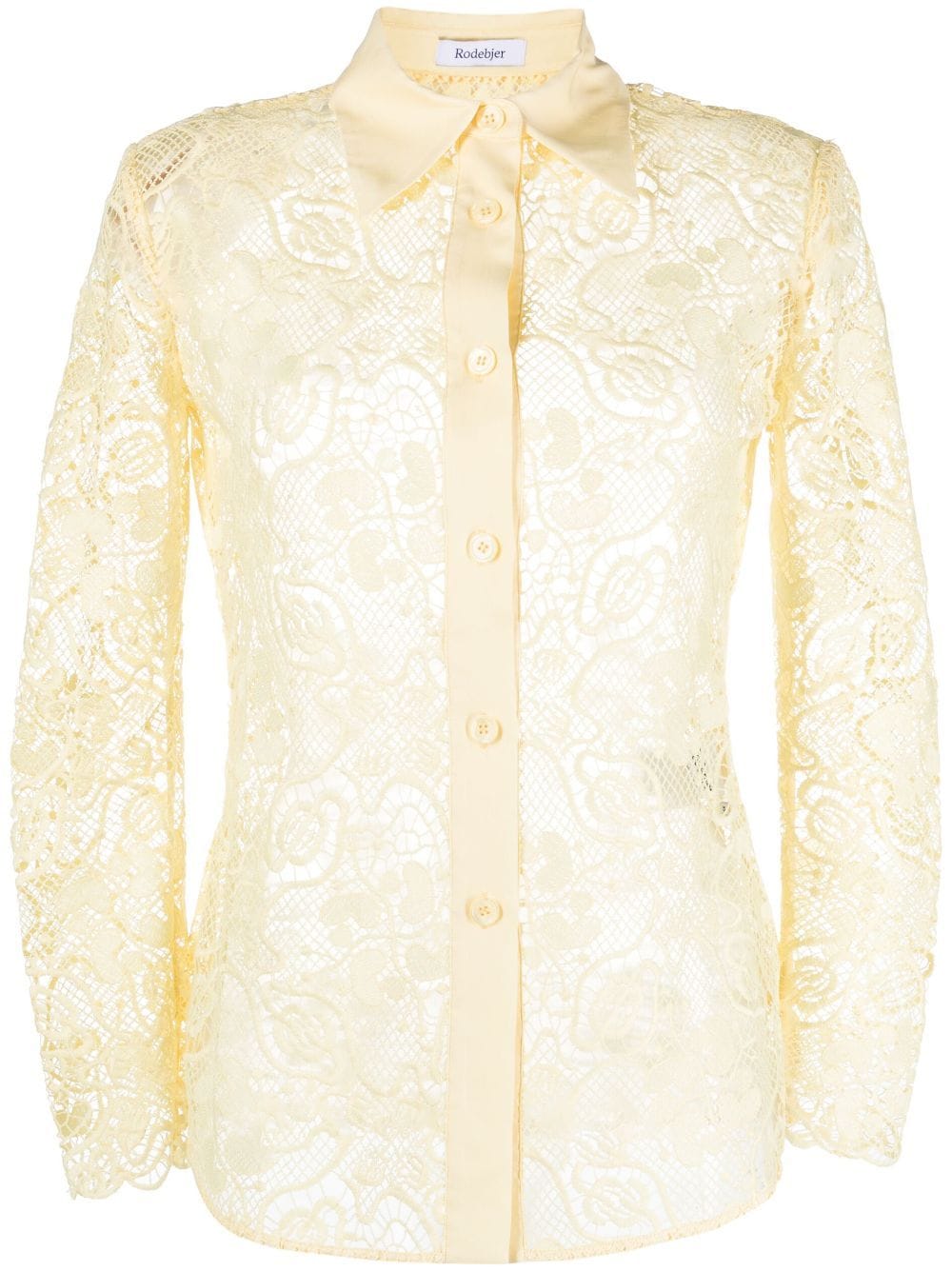 Shop Rodebjer Carmen Button-up Lace Shirt In Yellow