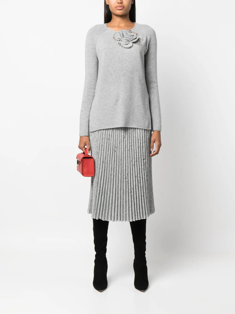 Ermanno Scervino Gebreide plooirok - Grijs