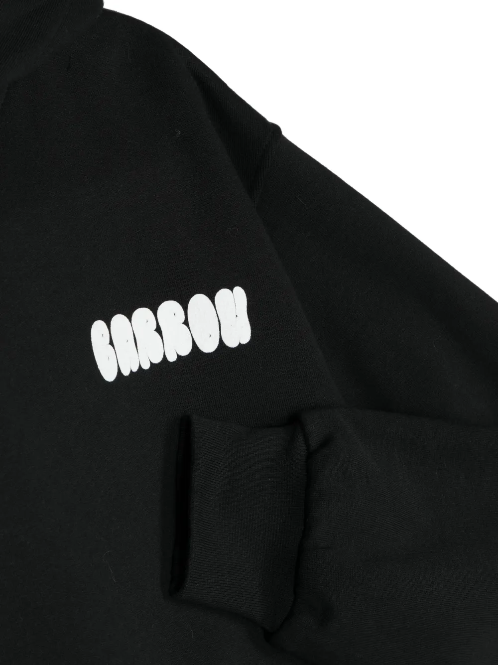 Shop Barrow Logo-print Cotton Hoodie In Black