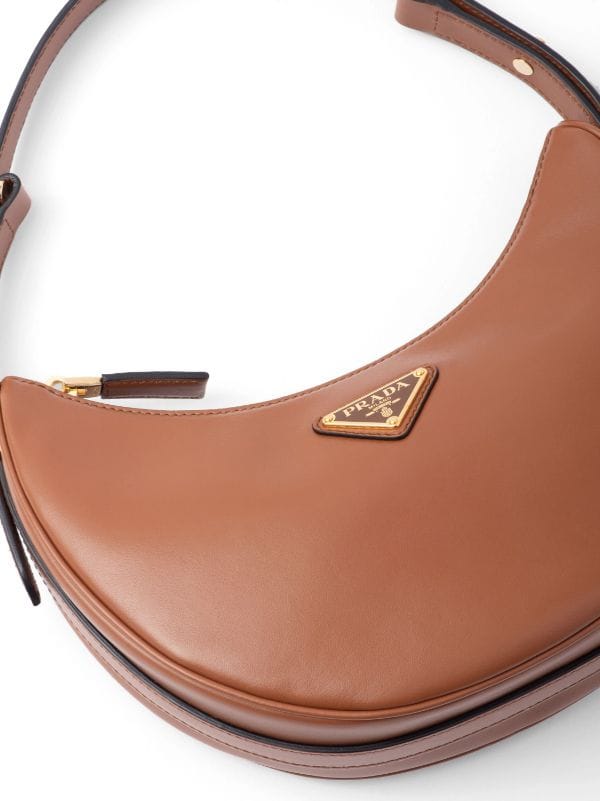Prada Arqué Leather Shoulder Bag in Brown