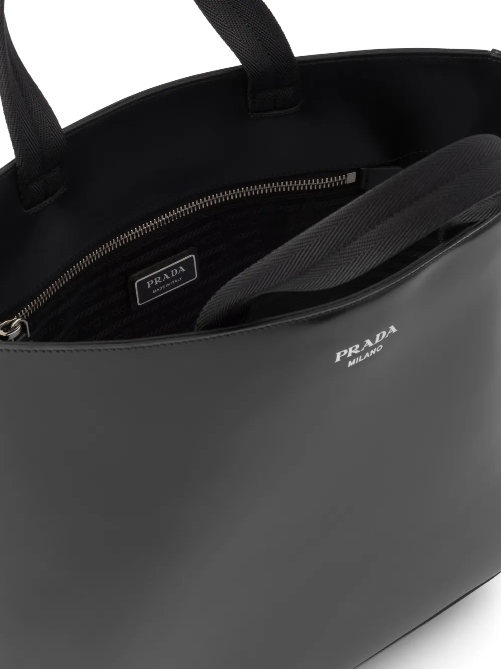 【関税＆送料込み】Prada Logo-Lettering Leather Tote Bag Prada logo-stamp Leather Tote Bag | Black | FARFETCH