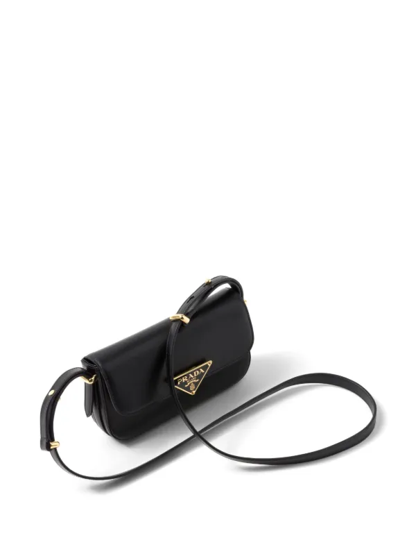 ショルダーバッグ・ポシェット TRIANGLE LOGO LEATHER SHOULDER BAG BLACK Prada triangle-logo Shoulder Bag | Black | FARFETCH