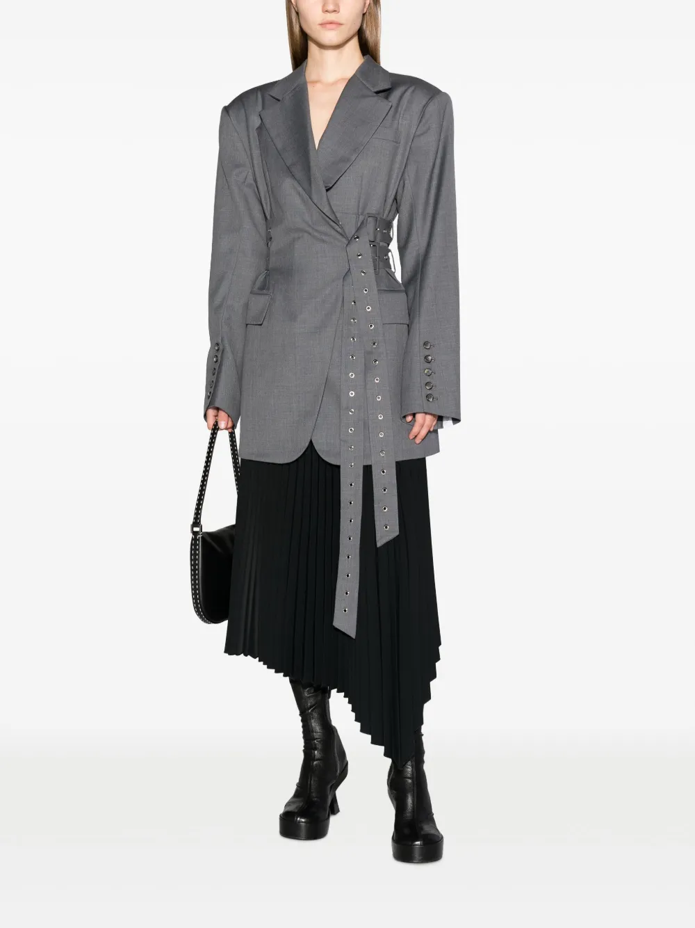 Rokh side tie-fastening blazer - Grijs