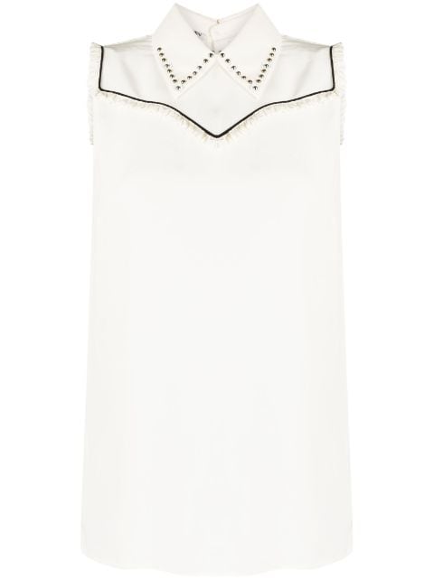 Miu Miu Pre-Owned bib-detailed sleeveless blouse