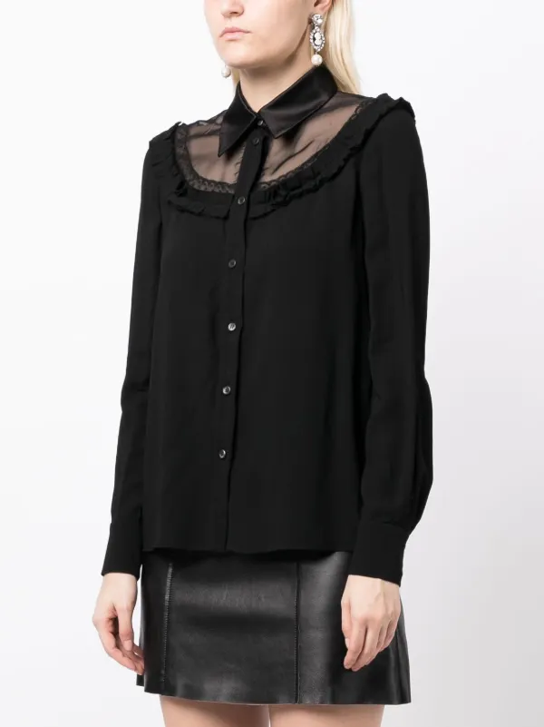 ミュウ　黒レザーシャツ Miu Miu レザーシャツジャケット | ブラック | FARFETCH JP