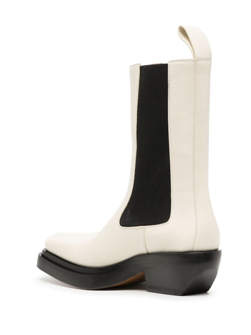 Pre-owned Bottega Veneta Two-tone Western Ankle Boots In White