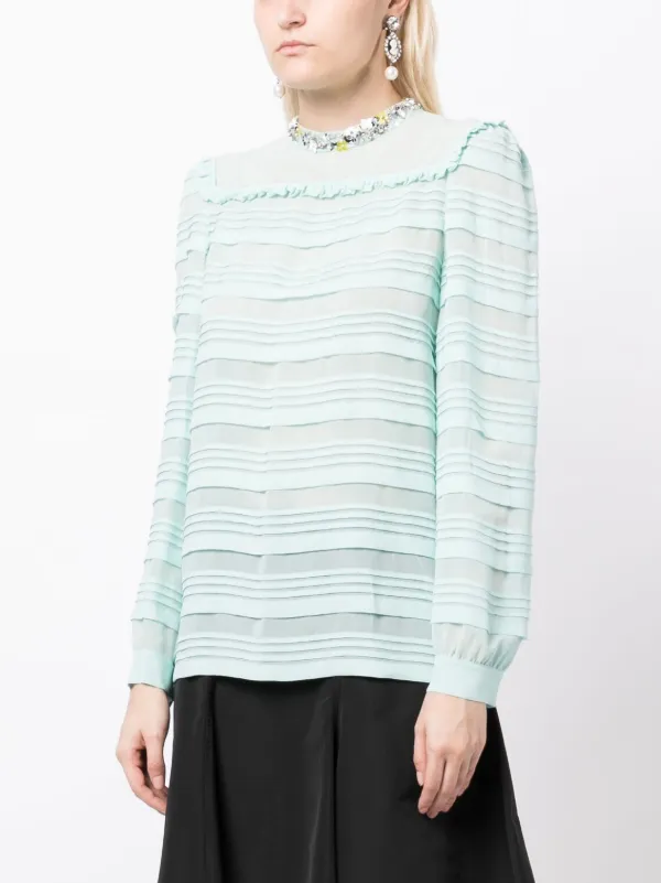 Miu Miu Pre-Owned ruffle-detailed Silk Blouse | Blue