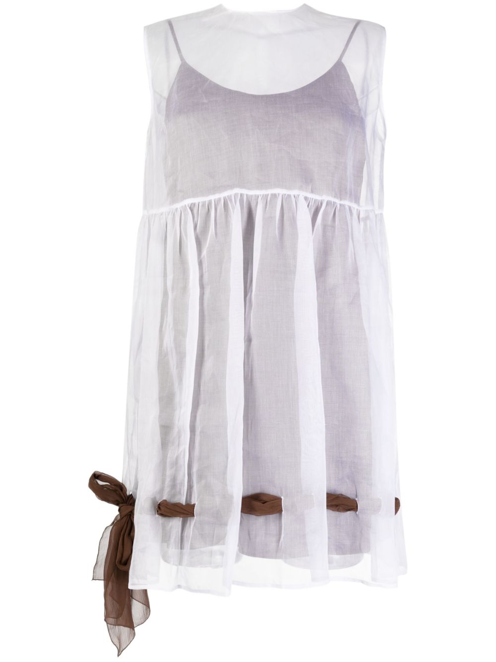 Pre-owned Miu Miu Tulle-layer Slip Minidress In White