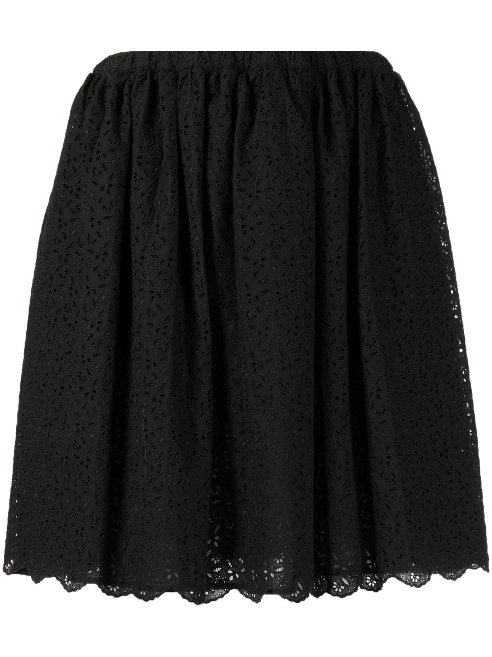 Pre-owned Miu Miu Broderie Anglaise Miniskirt In Black