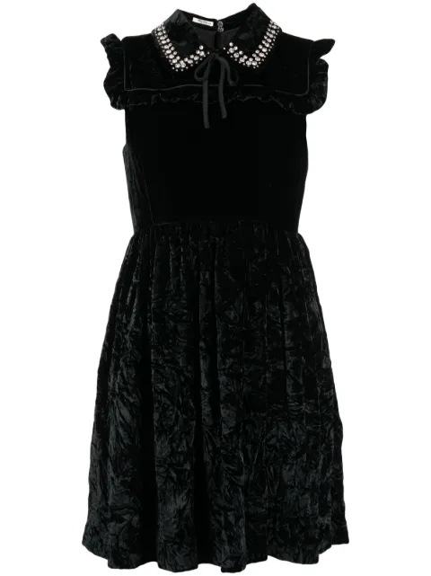Miu Miu Pre-Owned crystal-embellished velvet minidress