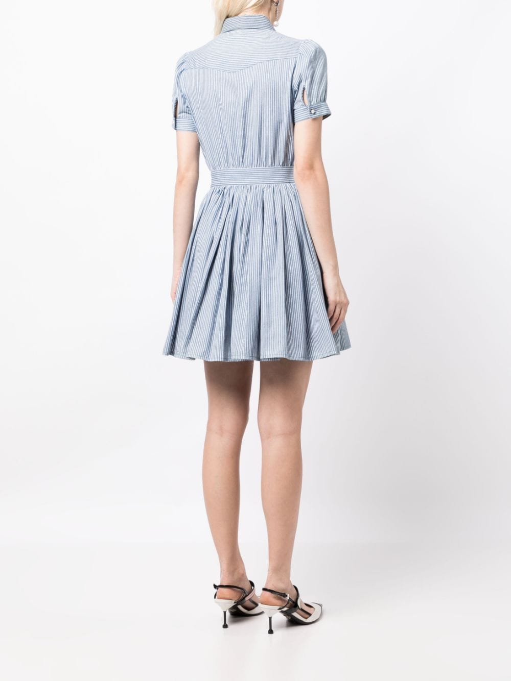 Pre-owned Miu Miu Ruffled Shirt Dress In Blue