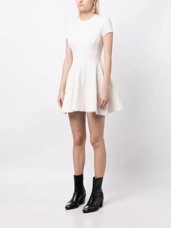 Miu Miu Pre-Owned Jacquard A-line Dress | White | FARFETCH