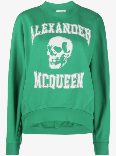 Alexander McQueen Moletom de algodão stretch com estampa de caveira