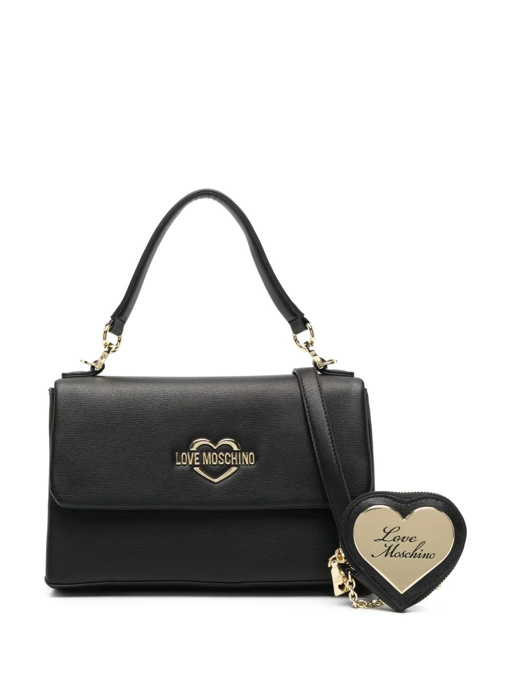 Love Moschino Hollies Logo-plaque Faux-leather Clutch In Black