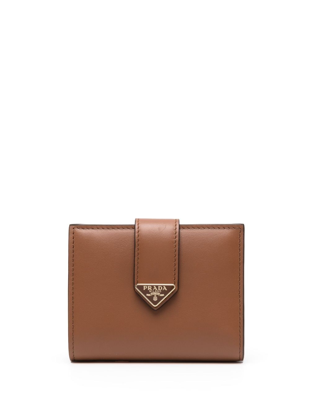 Prada Triangle-logo Leather Wallet In Brown