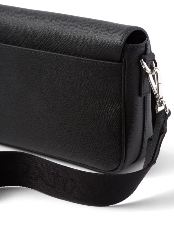 Prada Saffiano Leather Messenger Bag Black