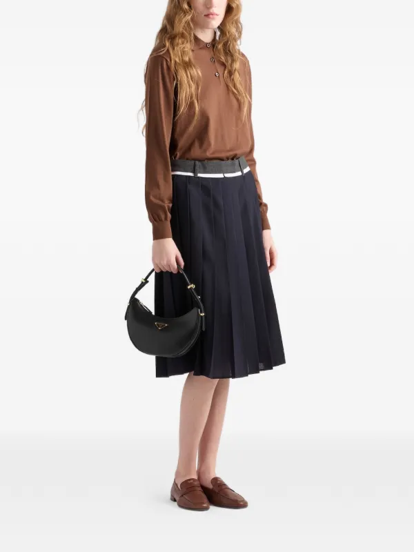 Prada Arqué レザー ショルダーバッグ | ブラック | FARFETCH JP
