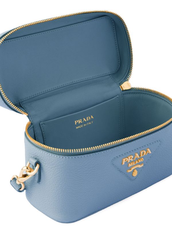 Prada Blue Calfskin Mini Zip Crossbody Bag Prada