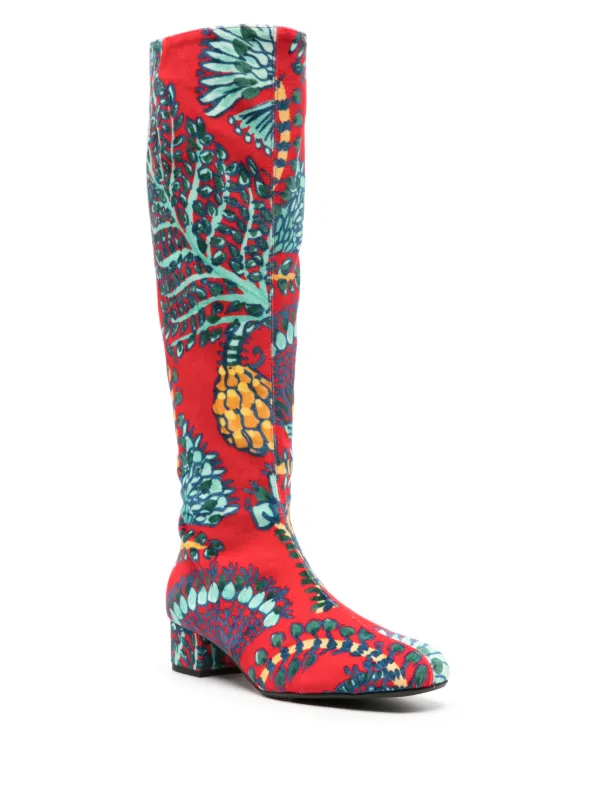 La DoubleJ Bota Edie De Veludo Vermelho FARFETCH BR