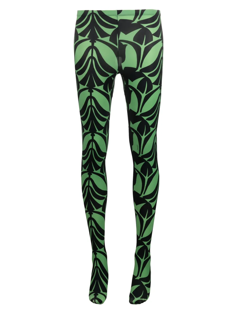 Shop La Doublej Graphic Print Tights In Green