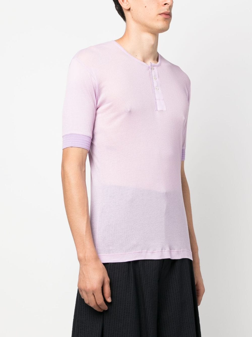 Shop Maison Margiela Button-fastening T-shirt In Purple