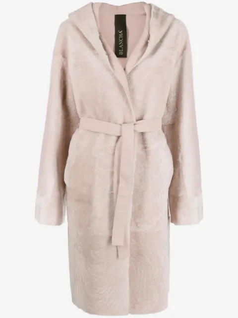 Blancha reversible belted shearling coat