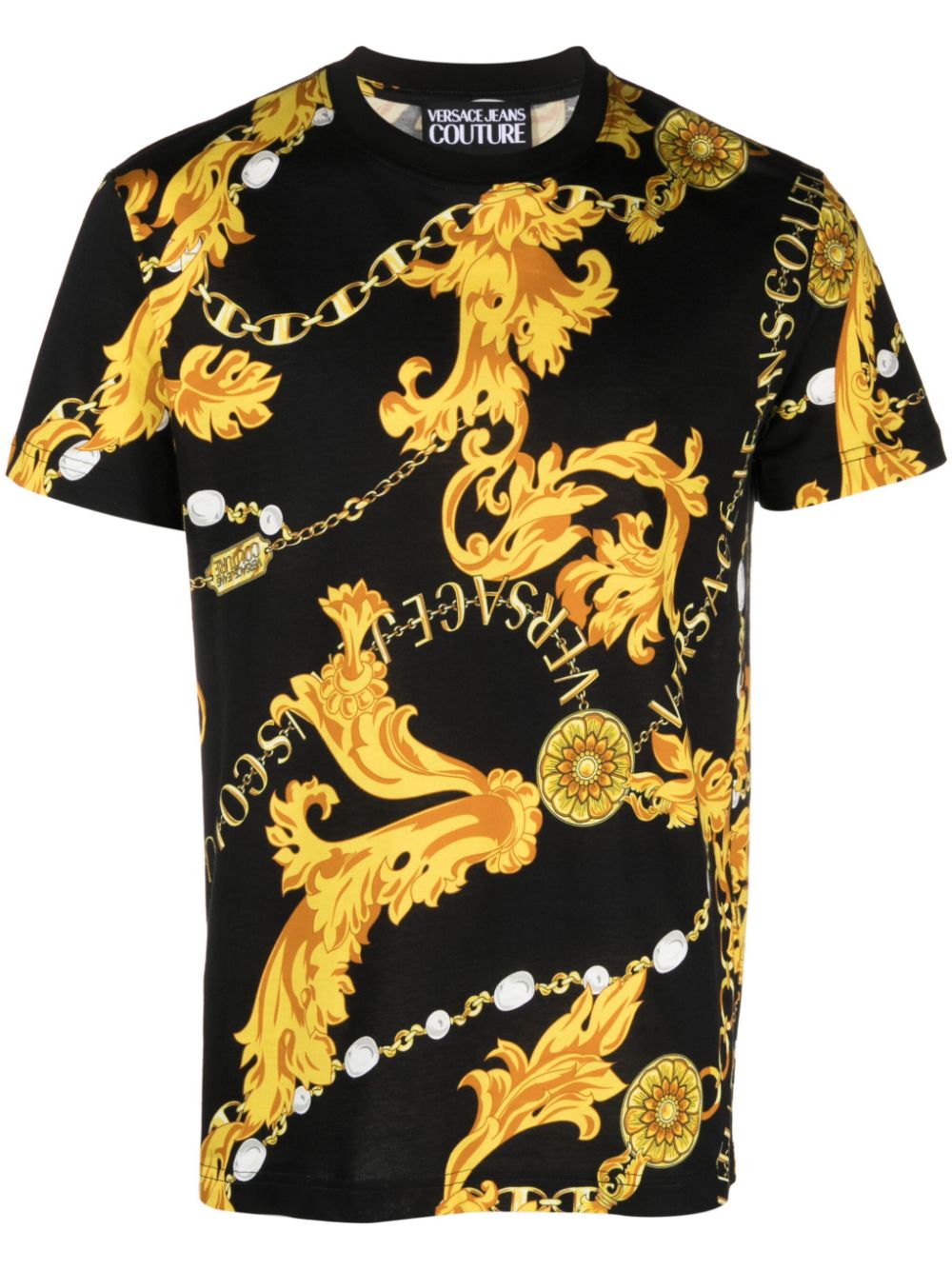 VERSACE JEANS COUTURE BAROCCO-PRINT CREW-NECK T-SHIRT