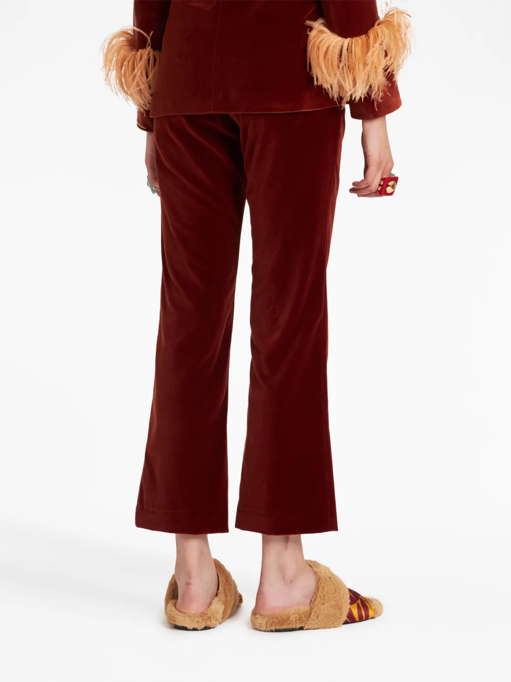  La Doublej 24/7 Velvet Cropped Trousers - Red 