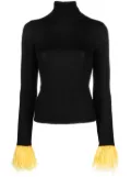 La DoubleJ feather-cuff ribbed-knit jumper - Black
