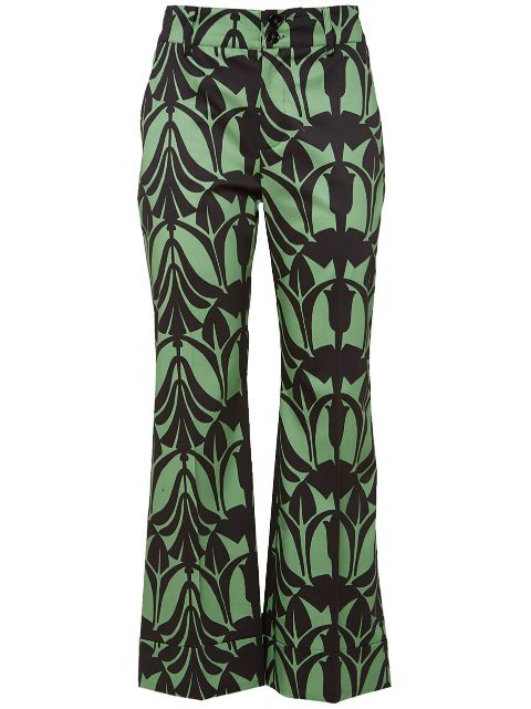 La DoubleJ graphic-print cropped trousers