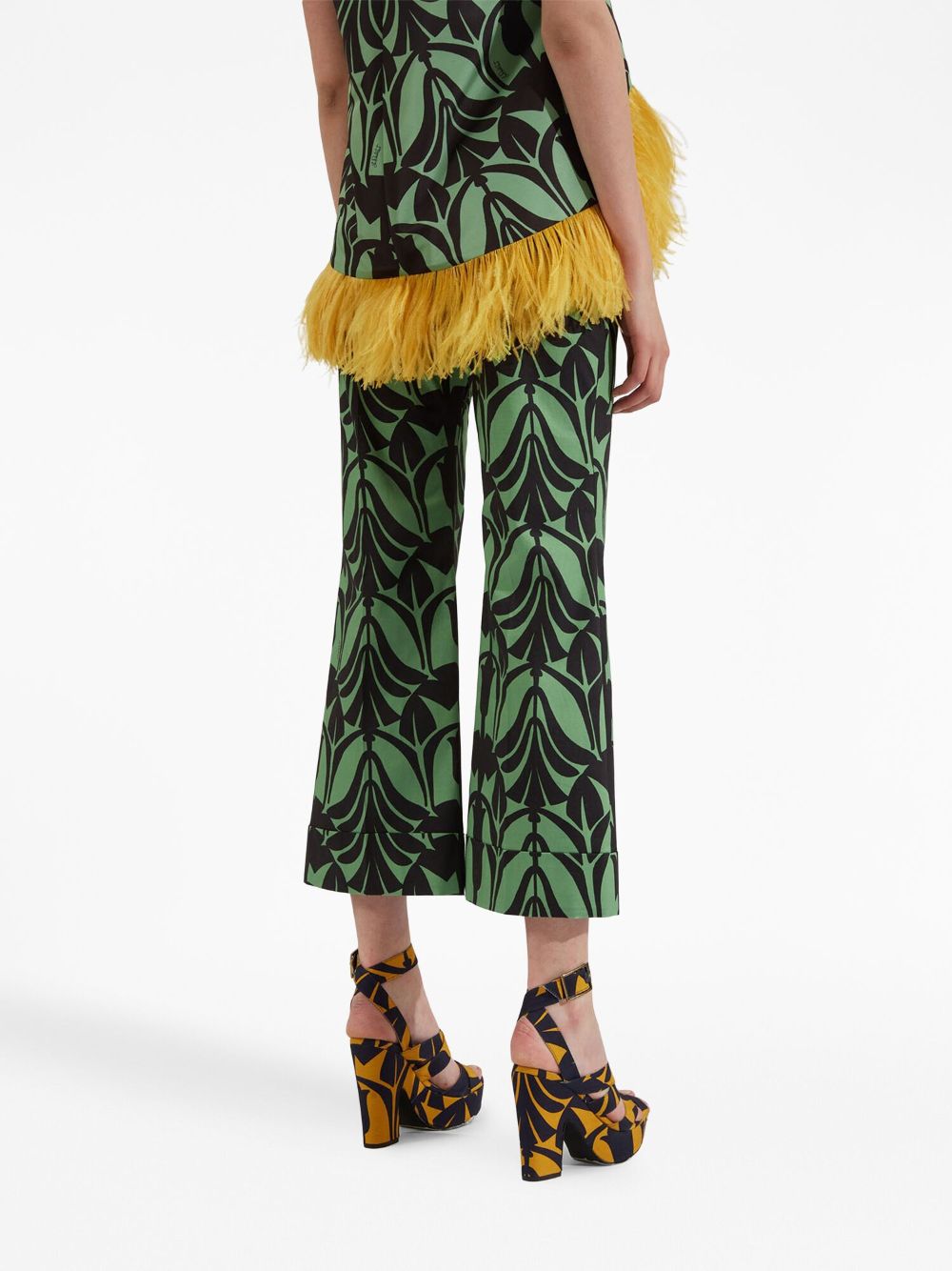 Shop La Doublej Graphic-print Cropped Trousers In Green