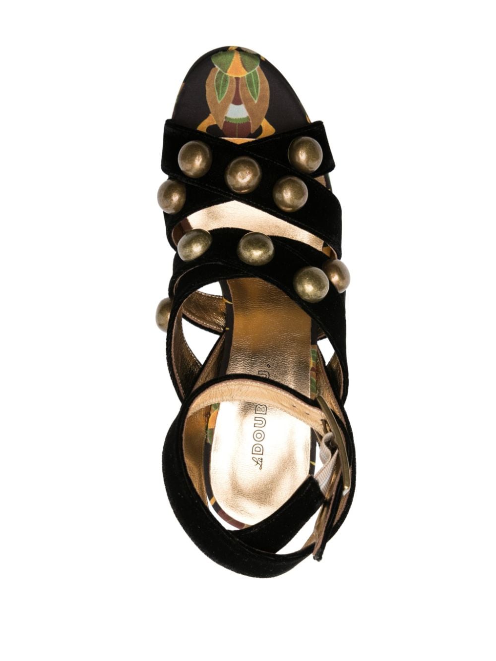 Shop La Doublej Medal Wedge 140mm Sandals In Black