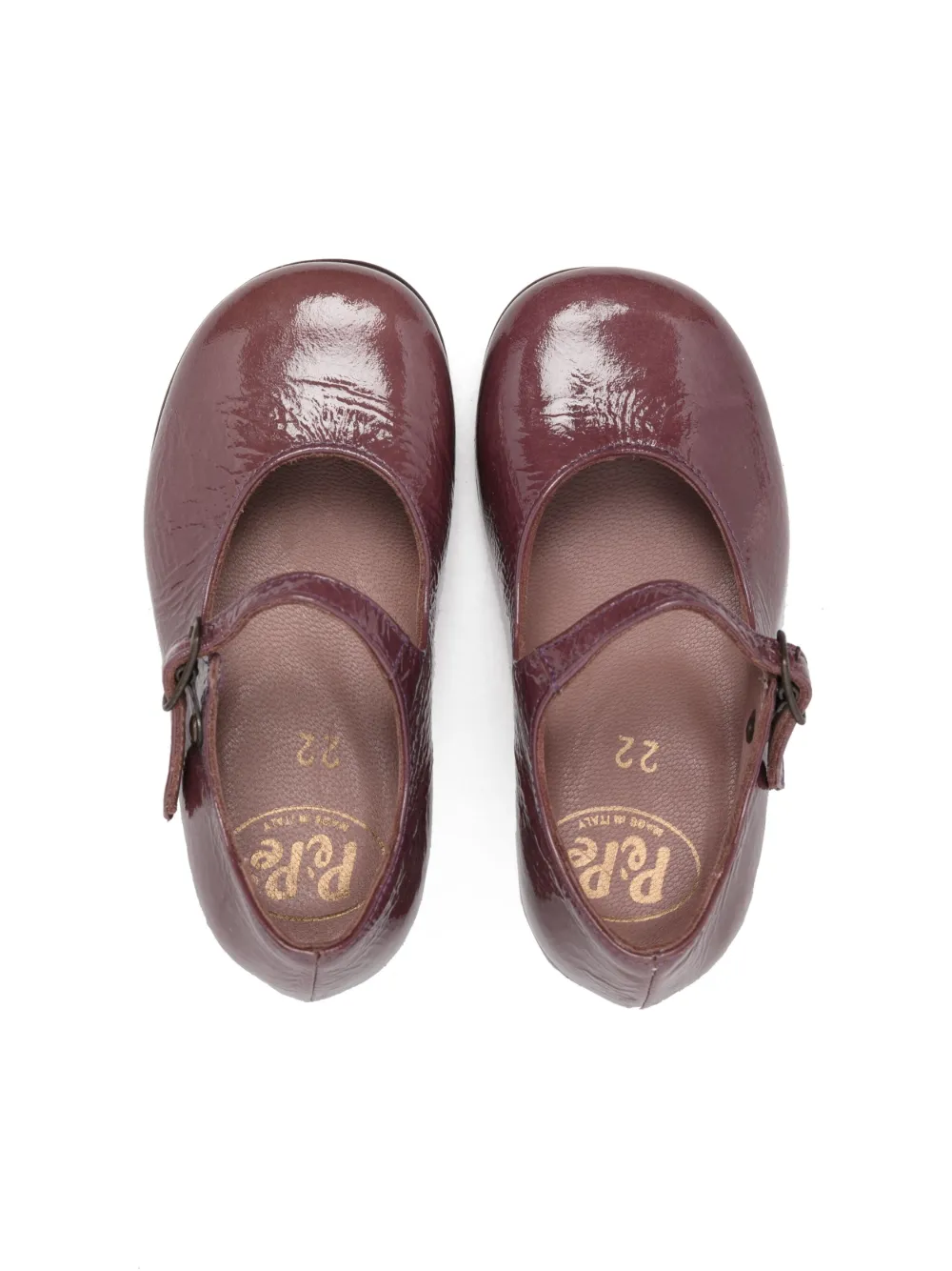 Pèpè Patent Buckle Ballerina Shoes In Brown