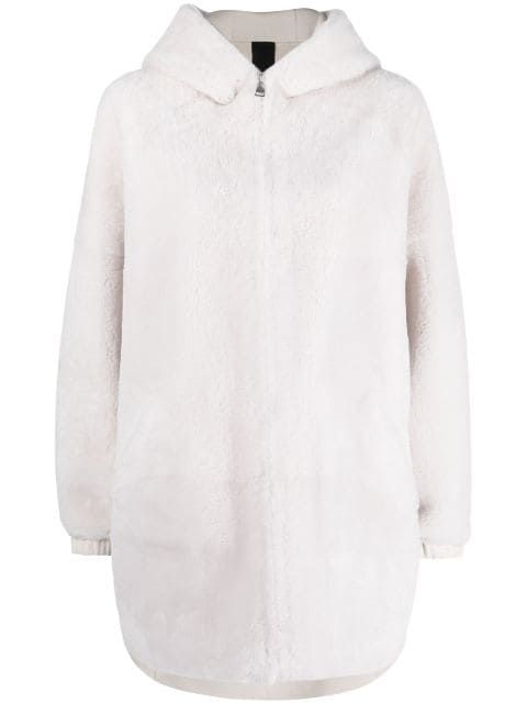 Blancha reversible hooded shearling coat