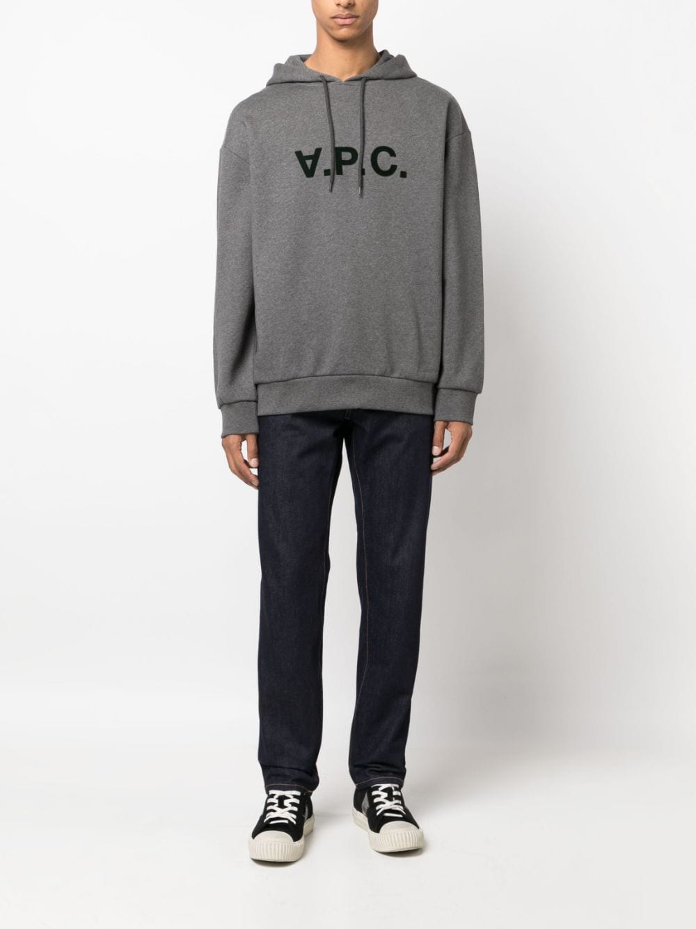Shop Apc Milo Logo-print Cotton Hoodie In Grey