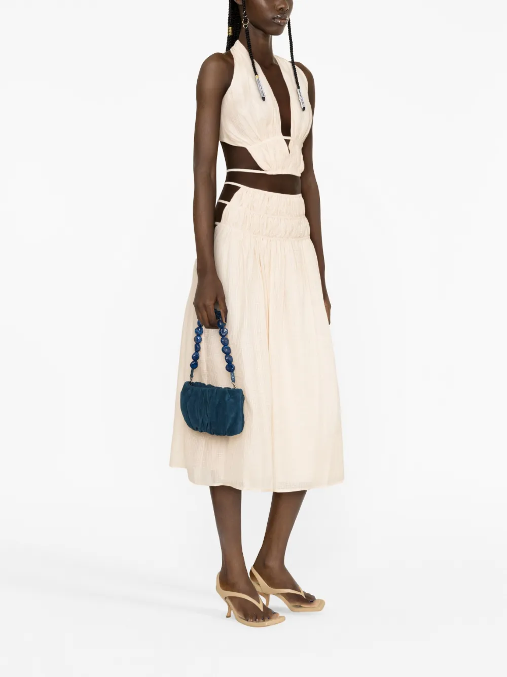 STAUD bead-handle suede bag - Blauw