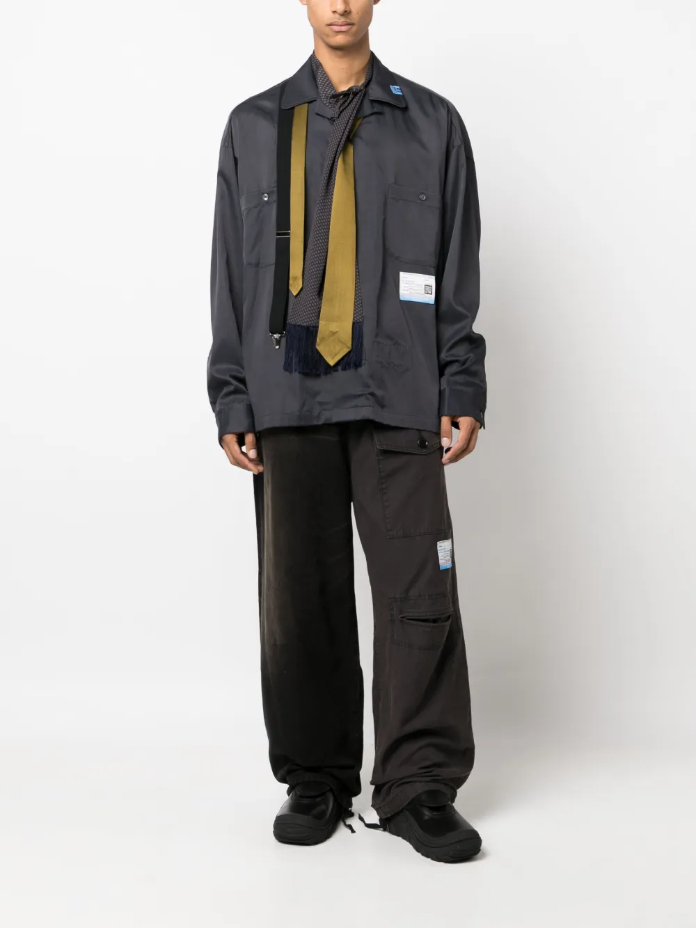 Maison Mihara Yasuhiro mixed-accessories long-sleeve shirt - Grijs