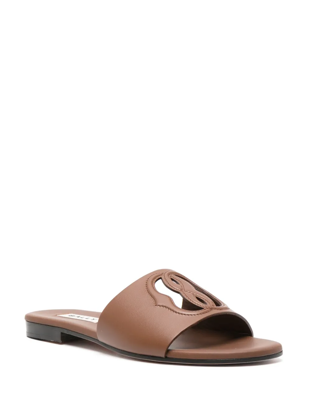 Bally Emblem leren slippers - Bruin