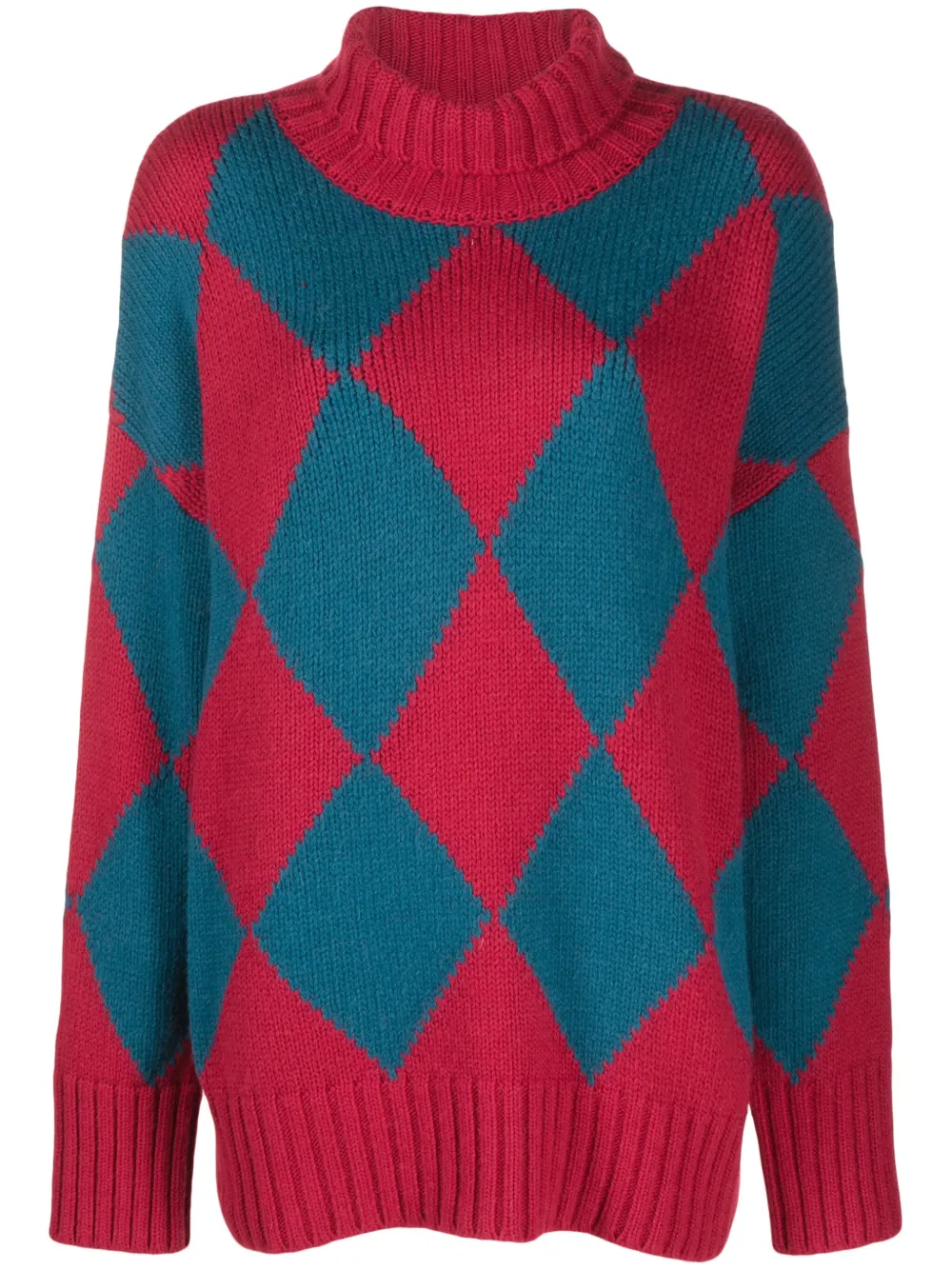 Shop La Doublej Argyle Intarsia-knit Jumper In Blue