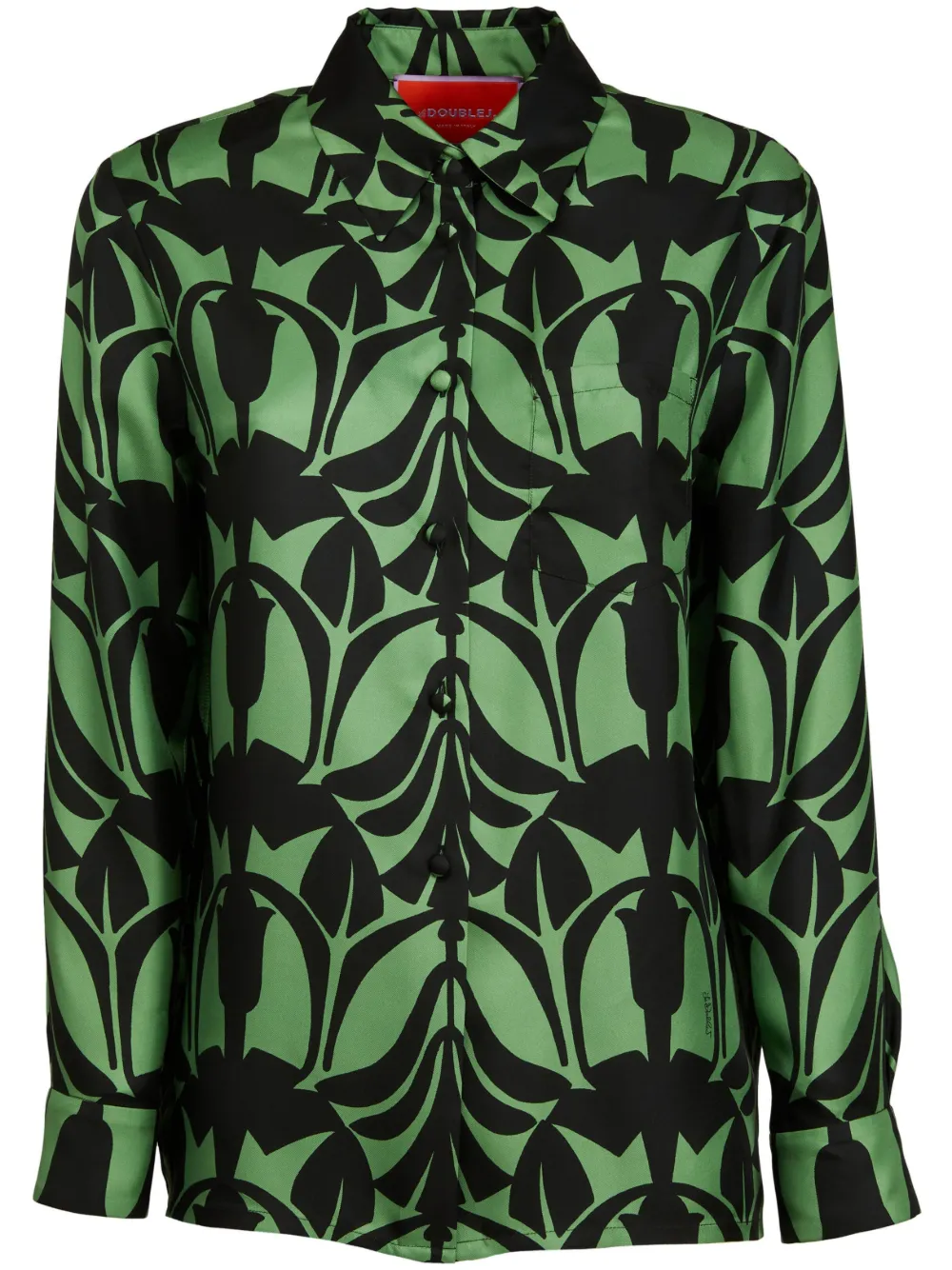 La Doublej Graphic-print Long-sleeve Shirt In Green