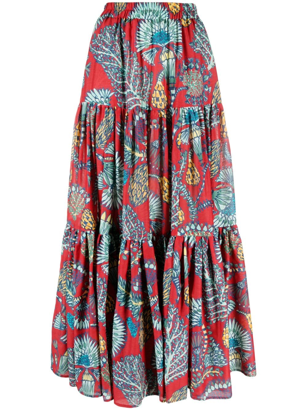 Big floral-print tiered skirt
