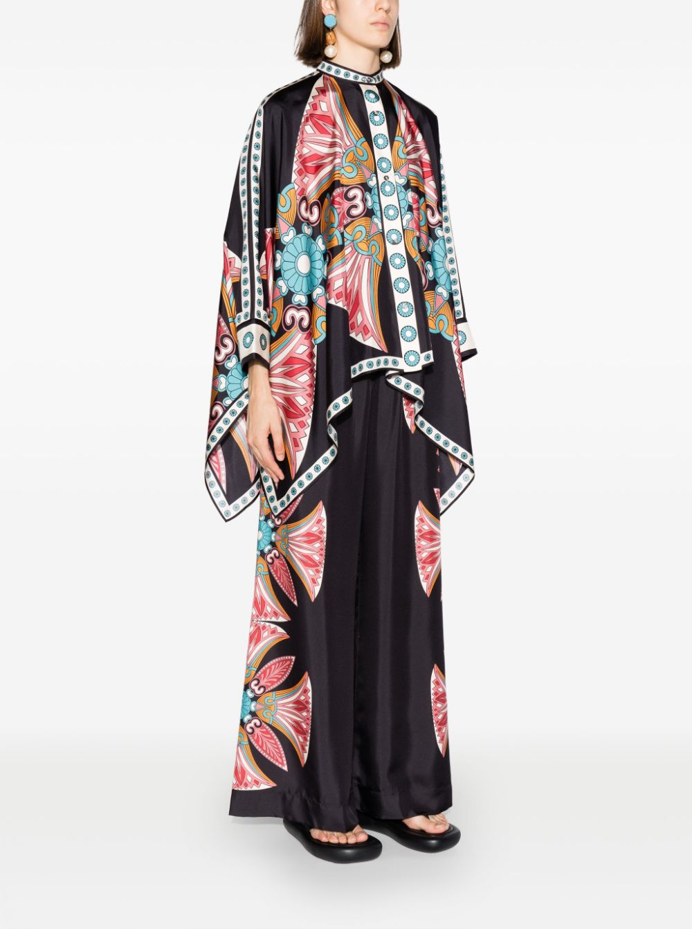 La DoubleJ lotus-print Silk Foulard Shirt - Farfetch