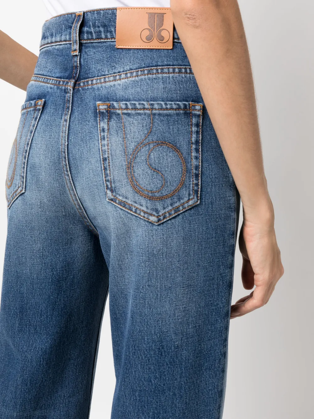 Shop La Doublej High-waisted Flared Jeans In Blue