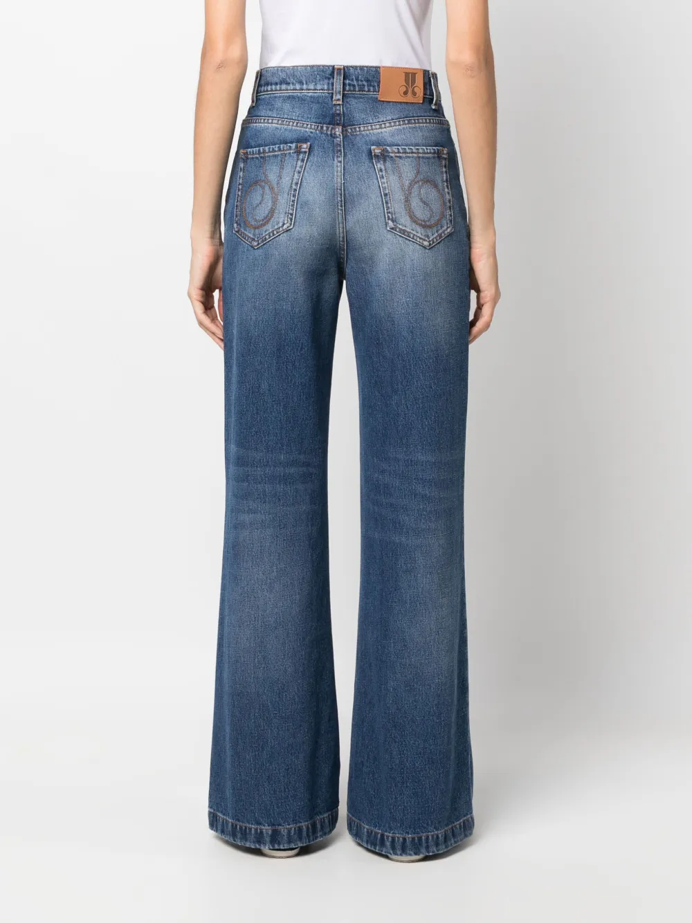 Shop La Doublej High-waisted Flared Jeans In Blue